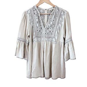 Anthropologie Soeurs Womens Ivory Peasant Knit Blouse Top Size Large